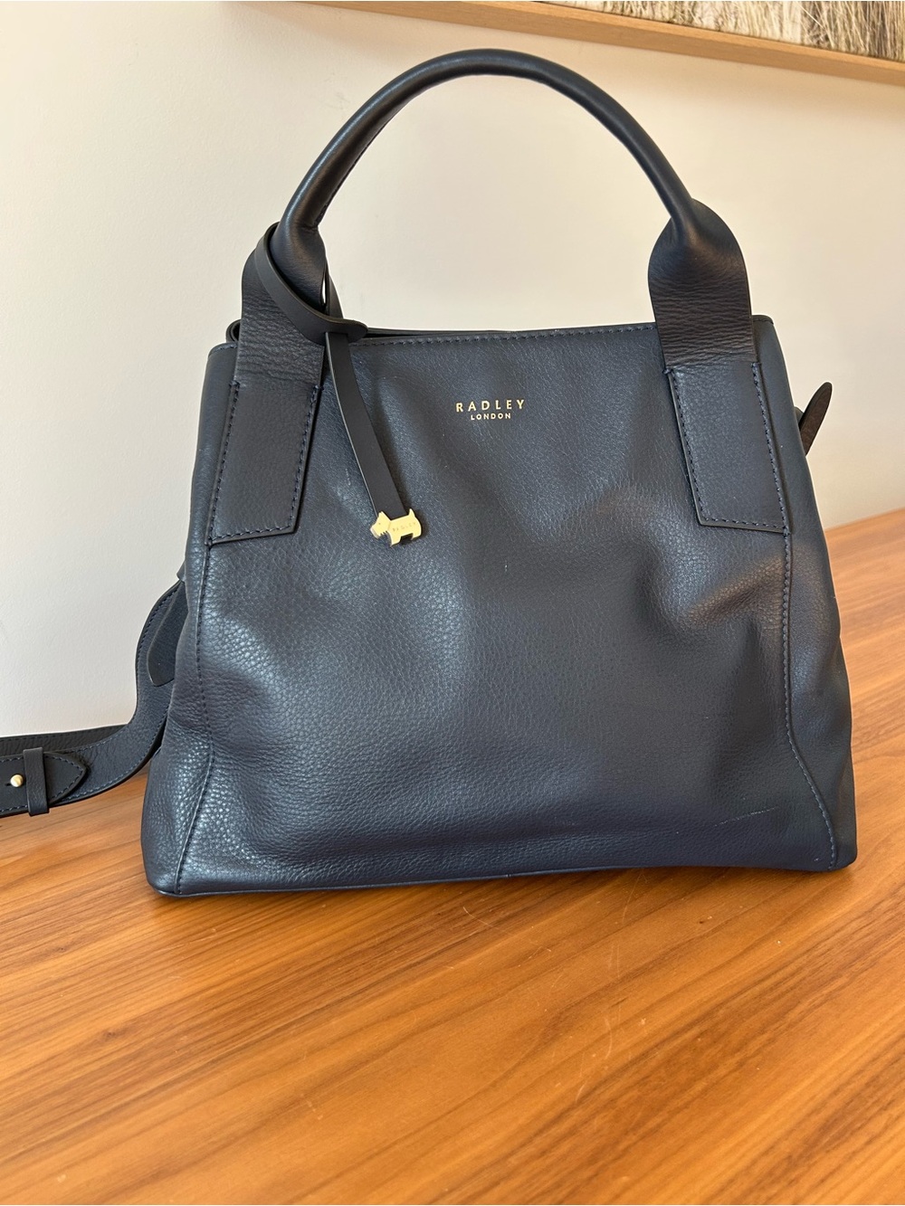 New RADLEY LONDON Dark Blue Leather Baylis Road Zip Top Multiway Shoulder Bag